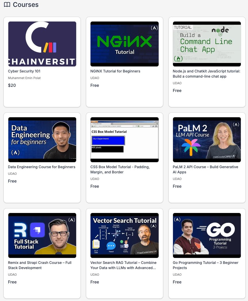 Course marketplace filtered by target role and skills.
