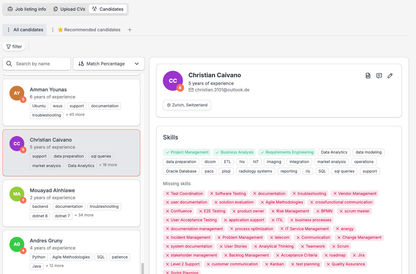 Job posting solution interface.